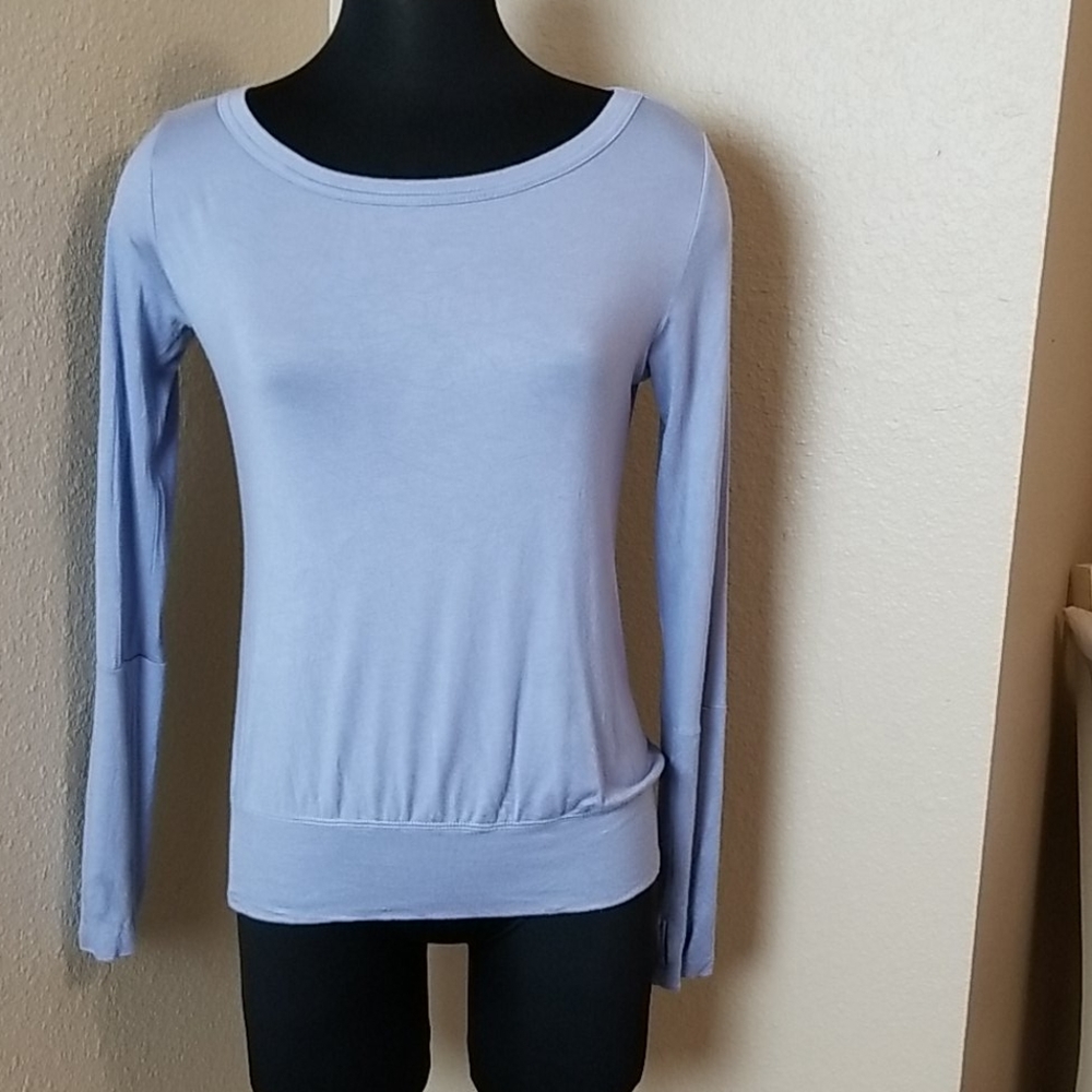 Prana Purple Long Sleeve Top Open Back